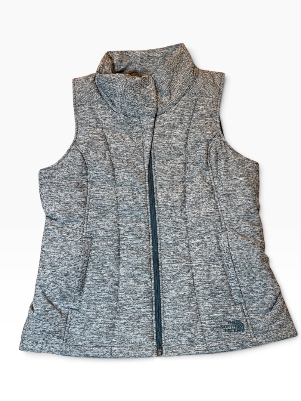 The North Face Women's Gray Quilted Puffer Vest Size Large Full Zip